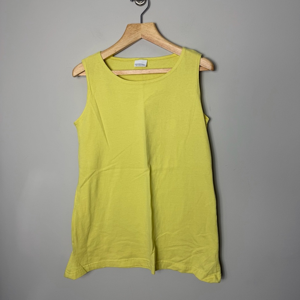 Pacific Cotton Tunic Sleeveless Yellow Top Tank Shirt Size Medium